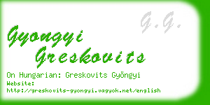 gyongyi greskovits business card